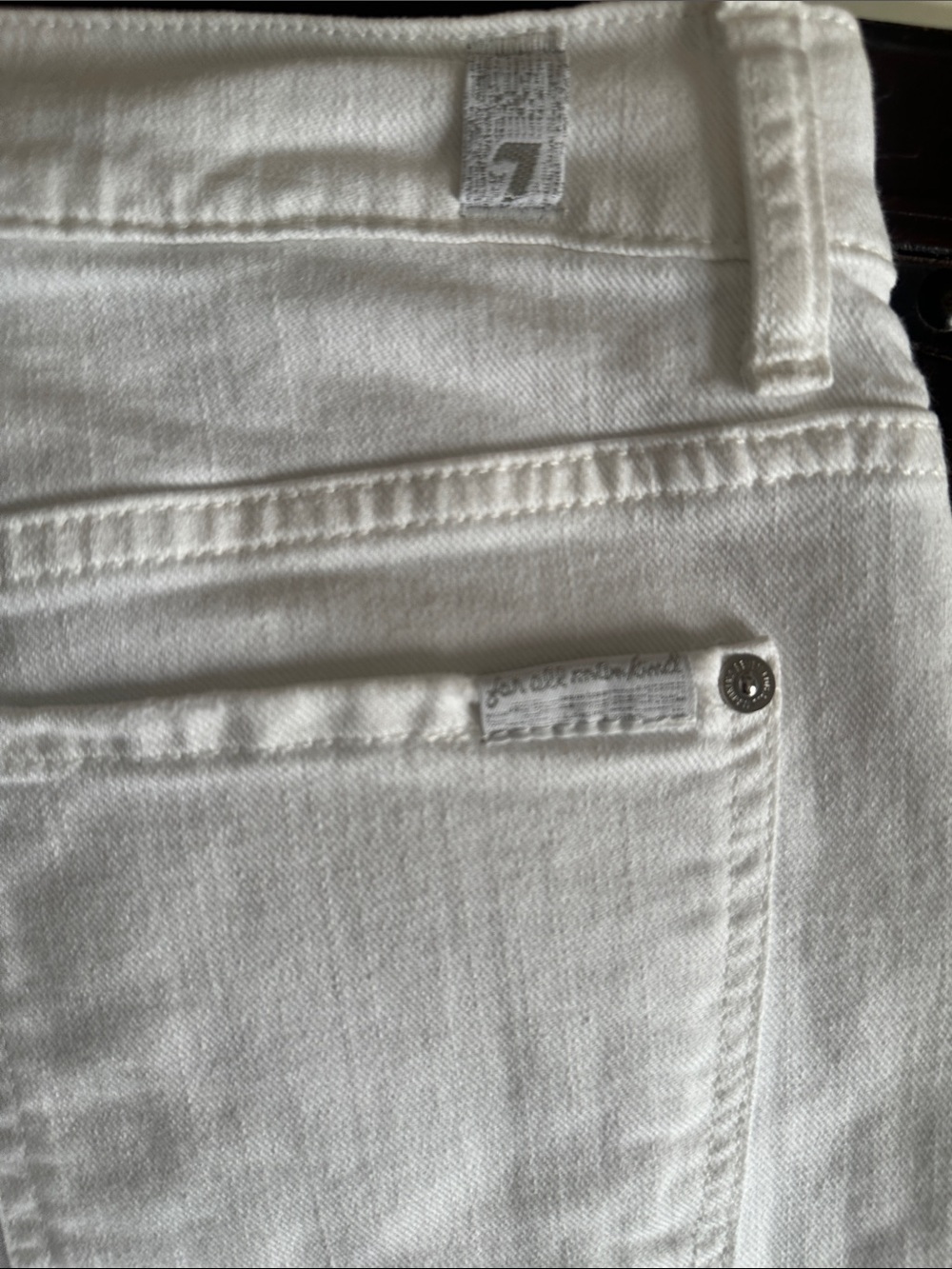7 For All Mankind White Distressed Denim Mini Skirt - Picture 6 of 7